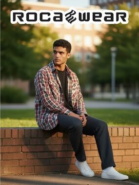 Rocawear Men's Casual Red and Black Plaid Shirt